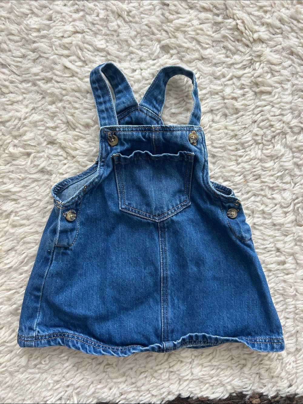Zara Toddler Blue Denim Overall Dress with bloomers